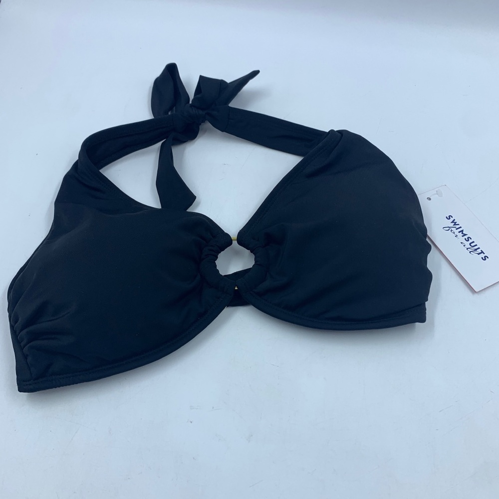 Swimsuits For All womensโ 8 Swimsuit Halter Bikini Swim Top Black NEW